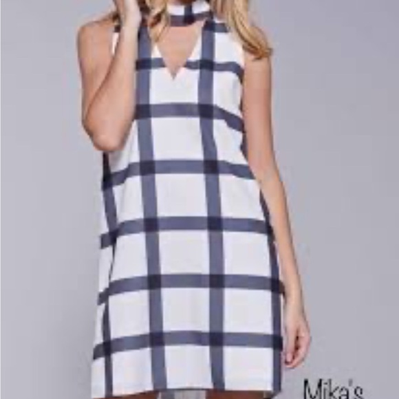 Lulu's Dress Small Black and White Plaid Mini Sleeveless - Picture 10 of 11
